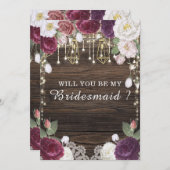 Rustikale Holzhochzeit wird meine Brautjungfrau se Einladung (Vorne/Hinten)