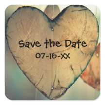 Rustikale Holzhörer Save the Date - Aufkleber auf 