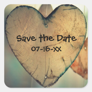 Rustikale Holzhörer Save the Date - Aufkleber auf 
