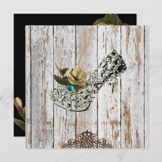 rustikale Holzhütte Böhmische Hochzeit Einladung (Vorne/Hinten)