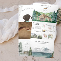 Rustikale Holzhütte | Einladung mit drei Falten