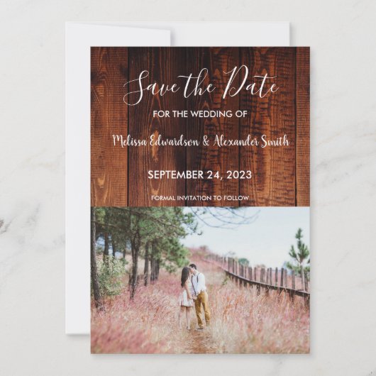 Rustikale Holzhütte Hochzeit Retten Sie das Datum Einladung (Vorderseite)