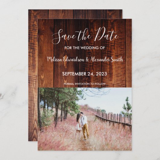 Rustikale Holzhütte Hochzeit Retten Sie das Datum Einladung (Vorne/Hinten)