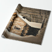 Rustikale Holzhütte im Grünen Geschenkpapier (Ungerollt)