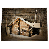 Rustikale Holzhütte im Grünen Große Geschenktüte (Vorderseite)