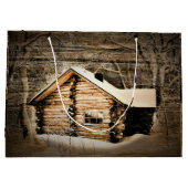 Rustikale Holzhütte im Grünen Große Geschenktüte (Rückseite)