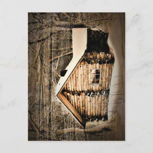 Rustikale Holzhütte im Grünen Postkarte (Vorderseite)