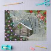 Rustikale Holzhütte in der Weihnachtszeit der Wild Seidenpapier (Basteln)