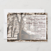 Rustikale Holzhütte in Wäldern Aquamarine Hochzeit Einladung (Rückseite)