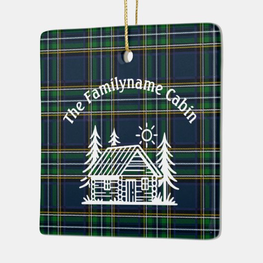 Rustikale Holzhütte Tartan Keramikornament (Links)