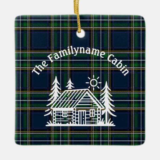 Rustikale Holzhütte Tartan Keramikornament (Vorderseite)