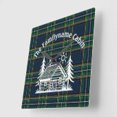 Rustikale Holzhütte Tartan Quadratische Wanduhr (Winkel)