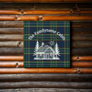 Rustikale Holzhütte Tartan Quadratische Wanduhr