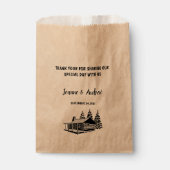 Rustikale Holzhütte Vielen Dank für Ihre Hochzeit Geschenktütchen (Vorderseite)