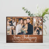 Rustikale Holzkalligraphie 5 Fotos Erntedank Feiertagskarte (Stehend Vorderseite)