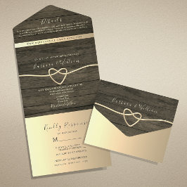 Rustikale Holzkalligraphie All In One Einladung