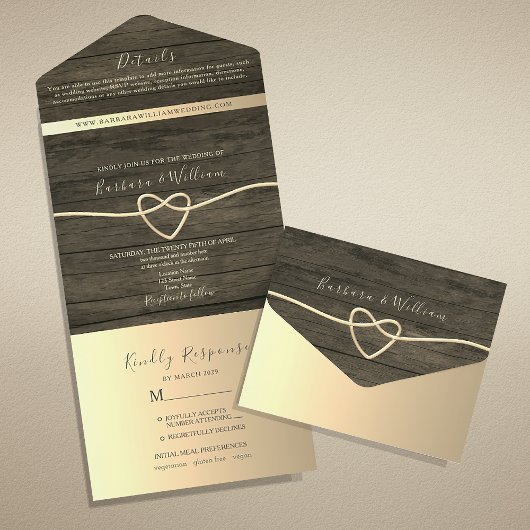 Rustikale Holzkalligraphie All In One Einladung