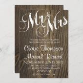 Rustikale Holzkalligraphie - Einladung (Vorne/Hinten)