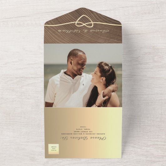 Rustikale Holzkalligraphie verheiratet alle in ein All In One Einladung (Außenbereich)