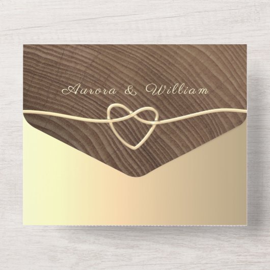 Rustikale Holzkalligraphie verheiratet alle in ein All In One Einladung (Rückseite)