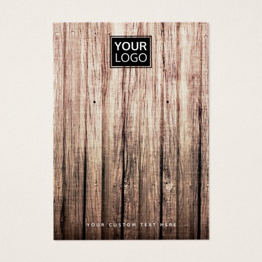 Rustikale Holzkarte mit eigenem Logo Ohrring (Vorderseite)