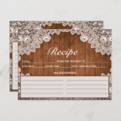 Rustikale Holzkarte und weiße Spitzenrezeptkarte Postkarte (Vorne/Hinten)