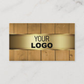 Rustikale Holzkarten Holzkörbe mit Logo Gold Visitenkarte (Vorderseite)