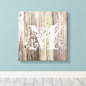 Rustikale Holzkarten mit Monogramm Leinwanddruck (Insitu (Holzboden))