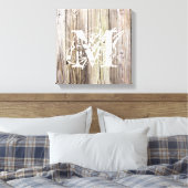 Rustikale Holzkarten mit Monogramm Leinwanddruck (Insitu (Schlafzimmer))