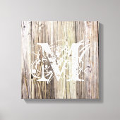 Rustikale Holzkarten mit Monogramm Leinwanddruck (Vorderseite)