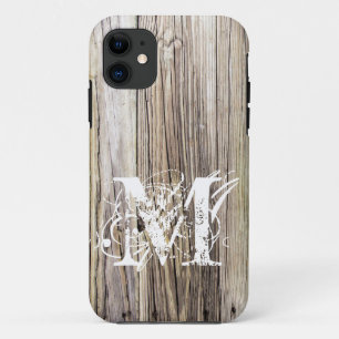 Rustikale Holzkarten mit Monogramm-Shabby Chic Case-Mate iPhone Hülle