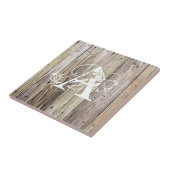 Rustikale Holzkarten mit Shabby Chic Monogram Fliese (Seite)