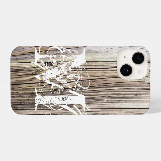 Rustikale Holzkarten mit Shabby Chic Monogram iPhone Hülle (Rückseite (Horizontal))