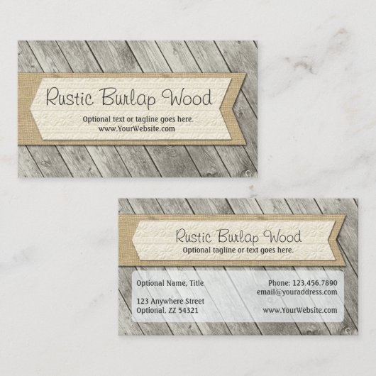 Rustikale Holzkarten und Landkäppchen Visitenkarte (Vorne/Hinten)