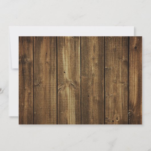 Rustikale Holzkhalkboard Herz-String Lichter Hochz Einladung (Rückseite)