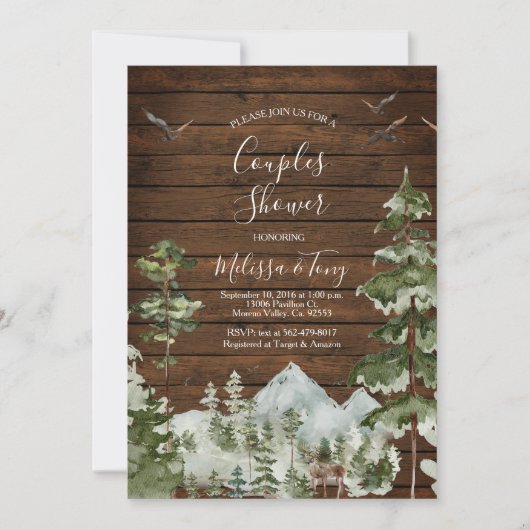 Rustikale Holzkiefernwald - Bergdusche Einladung (Vorderseite)