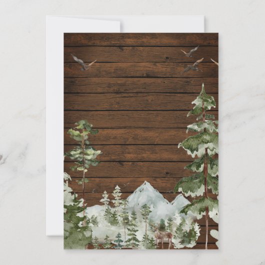 Rustikale Holzkiefernwald - Bergdusche Einladung (Rückseite)