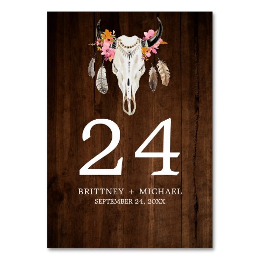 Rustikale Holzklebekarte Tischnummer (Rückseite)