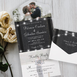 Rustikale Holzklingellichter Foto uAwg Hochzeit All In One Einladung