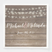 Rustikale Holzklingellichter Hochzeit Serviette (Vorderseite)