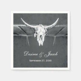 Rustikale Holzkohle Grau Western Texture Bull Skul Serviette