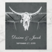 Rustikale Holzkohle Grau Western Texture Bull Skul Weinetikett (Einzelnes Label)