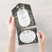 Rustikale Holzkohle Schwarzer Pine Winterspass Det All In One Einladung (Abreißen)