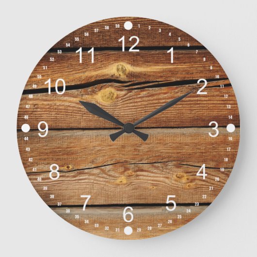 Rustikale Holzkörbe - Designlandgeschenke Große Wanduhr (Vorderseite)