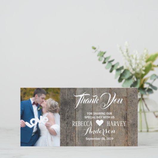 Rustikale Holzkornställe Hochzeit danke (Stehend Vorderseite)