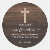 Rustikale Holzkreuz-Bestätigung Runder Aufkleber (Vorderseite)