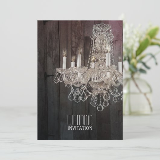 Rustikale Holzkronleuchter Einladung (Stehend Vorderseite)