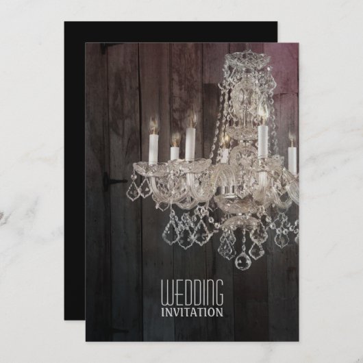 Rustikale Holzkronleuchter Einladung (Vorne/Hinten)