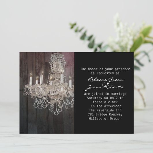 Rustikale Holzkronleuchter Einladung (Stehend Vorderseite)