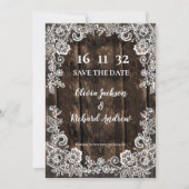 Rustikale Holzlace Country Hochzeit Save the Date (Vorderseite)